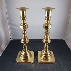 Baldwin Brass 10in Tall Brass Candle Holder Pair